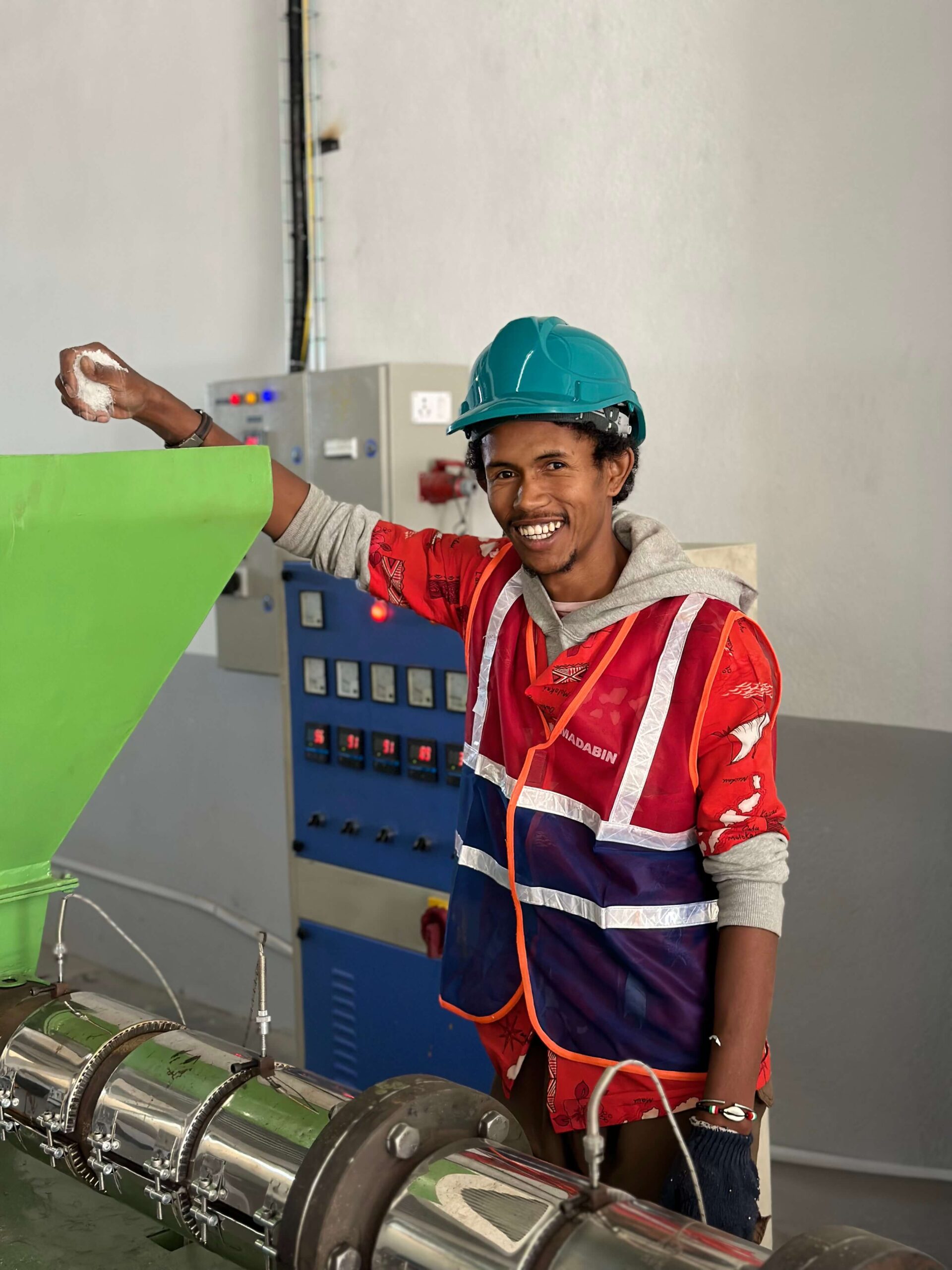 Skilled worker at recycling factory
